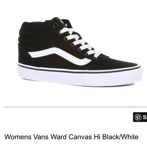 Vans black and white hi-top sneakers